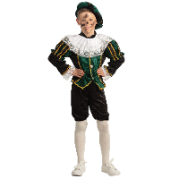 Pietenpak roetveeg Piet   groen/zwart   pieten verkleed kostuum 4 delig   kinderen