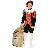 Pietenpak roetveeg Piet   rood/zwart   pieten verkleed kostuum 4 delig   kinderen