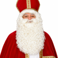 Sinterklaas of Kerstman pruik set   creme wit   baard   Goed Heiligman   Sint accessoires
