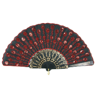 Spaanse waaier met pailletten   Rood   Spaanse verkleed jurken accessoires   Verkoeling