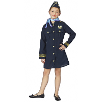 Stewardess carnaval verkleedkleding kostuum voor meisjes   blauw   compleet