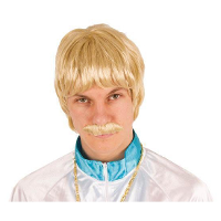 Verkleed Blonde heren pruik met snor