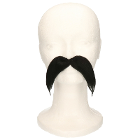 Verkleed snor   lang   zwart   zelfklevend   nepsnor   Carnaval accessoires