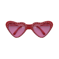 Faram Party Zonnebril hartjes glazen   Hippie Flower Power Sixties   rood   Valentijnsdag