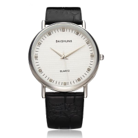 Fashion Baishuns Big Dial Pu Leather Men Women Wrist Quartz Watch