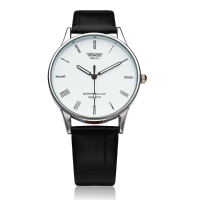 Fashion Black White Leather Men Women Quartz Wrist Watch