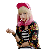 Fashion Cool Girl Yellow Gradient Pink Pear Wig