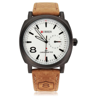 Fashion Curren 8139 Black White Sport Military Leather Men Wrist Watch