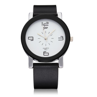 Fashion Jw Black White Leather Men Women Quartz Wrist Watch