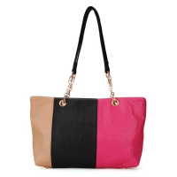 Fashion Knitted Color Block Women Bag Patchwork Handbag Shoulder Bag