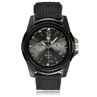 Fashion Men Black Military Army Pilot Canvas Band Quartz Sports Wrist Watch