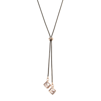 Fashion Necklace Gold Plated Double Cube Rhinestone Inside Pendant Long Necklace Jewelry For Women