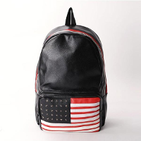 Fashion Preppy American Flag Bag Rivets Backpack Pu Leather Backpack