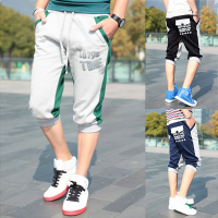 Fashion Three Dimensional Print Color Block Men Casual Cropped Pants