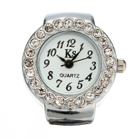Fashion Women Clear Crystal Rhinestone Finger Ring Watch