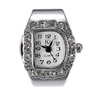 Fashion Women Crystal D Quartz Finger Ring Watch Adjustable