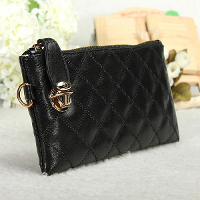 Fashion Women Zipper Quilted Buckle Long Wallet Purse Clutch Bag