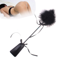 Feather Teasing Spanking Paddle Faux Leather Handle Firting Tickling Adult Sex Toys