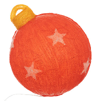 Kerstverlichting figuur   kerstbal   rood   met sterren   34 x 34 x 37 cm   60 LED lampjes wit
