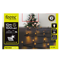 Kerstverlichting   warm wit   10 meter   100 led lampjes   zwart snoer   solar