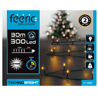 Kerstverlichting   warm wit   30 meter   300 led lampjes   groen snoer   8 functies