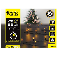 Kerstverlichting   warm wit   7 meter   96 led lampjes   zwart snoer   op batterijen