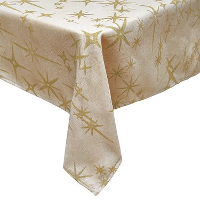 Tafelkleed   beige   sterren opdruk   140 x 360 cm   rechthoekig   tafellaken