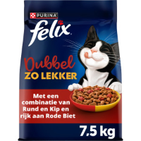 Felix Dubbel Zo Lekker Adult met rund en kip kattenvoer 3 x 7,5 kg