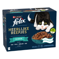 Felix Heerlijke Reepjes Vis Selectie met zalm, tonijn, kabeljauw, schol in saus natvoer kat 8 x (12 x 80 g)