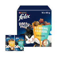 Felix Party Mix Original / Seaside kattensnoep 16 x 60 g