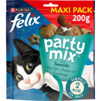 Felix Party Mix Seaside kattensnoep zalm , koolvis  & forelsmaak maxipack 5 x 200 g