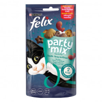 Felix Party Mix Seaside zalm , koolvis , forelsmaak kattensnack (60 g) 4 x 60 g