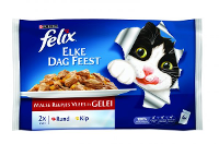 Felix Elke Dag Feest Pouch Malse Reepjes Vlees In Gelei Kattenvoer 4x100 Gr
