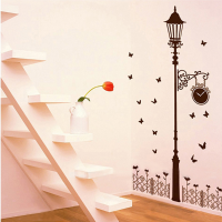 Fence Streetlight Butterfly Wall Sticker Removable Decal