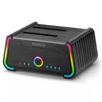 FIDECO YPZ230R Dual Bay Harde Schijf Docking Station USB 3.0 Met Offline Clone RGB Licht voor 2.5/3.5 Inch SATA HDD SSD