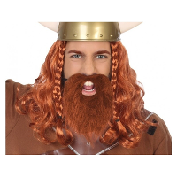 Carnaval verkleed lange baard met snor   rood   viking stijl