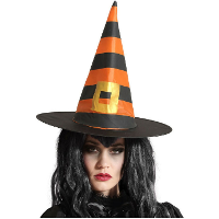 Halloween heksenhoed   Stripes   one size   zwart/oranje   meisjes/dames