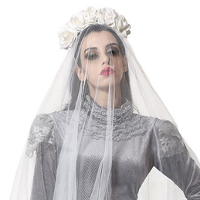 Halloween/horror verkleed diadeem/bloemenkrans met sluier   zombie/spook   kunststof   dames