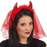 Halloween/horror verkleed diadeem/tiara   duivel hoorns/sluier   kunststof   dames/meisjes