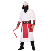 Halloween   Ninja vechter verkleed kostuum wit/rood voor heren