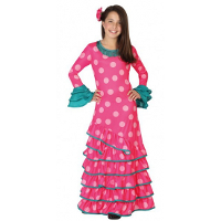 Fiesta carnavales Roze Flamenco jurk voor meiden