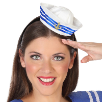 Verkleed diadeem mini hoedje   blauw/wit   meisjes/dames   Matroos/sailor thema