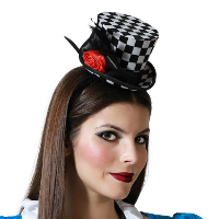 Verkleed diadeem mini hoedje   zwart/wit   meisjes/dames   Clown thema
