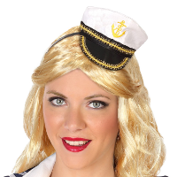 Verkleed diadeem mini hoedje   zwart/wit   meisjes/dames   Matroos/Kaptein/Sailor thema