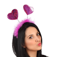 Verkleed diadeem Roze Valentijn hartjes   meisjes/dames   met glitters