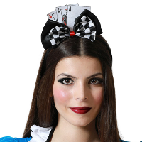 Verkleed haarband diadeem Casino thema   zwart/wit   meisjes/dames   met speelkaarten