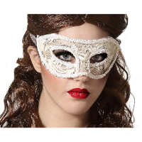 Verkleed oogmasker   wit   kant patroon   volwassenen   Halloween/gemaskerd bal