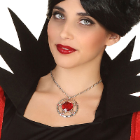 Verkleed sieraden ketting met edelsteen   zilver/rood   dames   kunststof   Heks/vampier