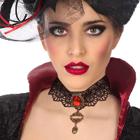 Verkleed sieraden ketting met edelsteen   zwart/rood   dames   kunststof   Heks/vampier