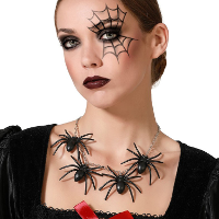 Verkleed sieraden ketting met spinnen   zwart   dames   kunststof   Heks/vampier